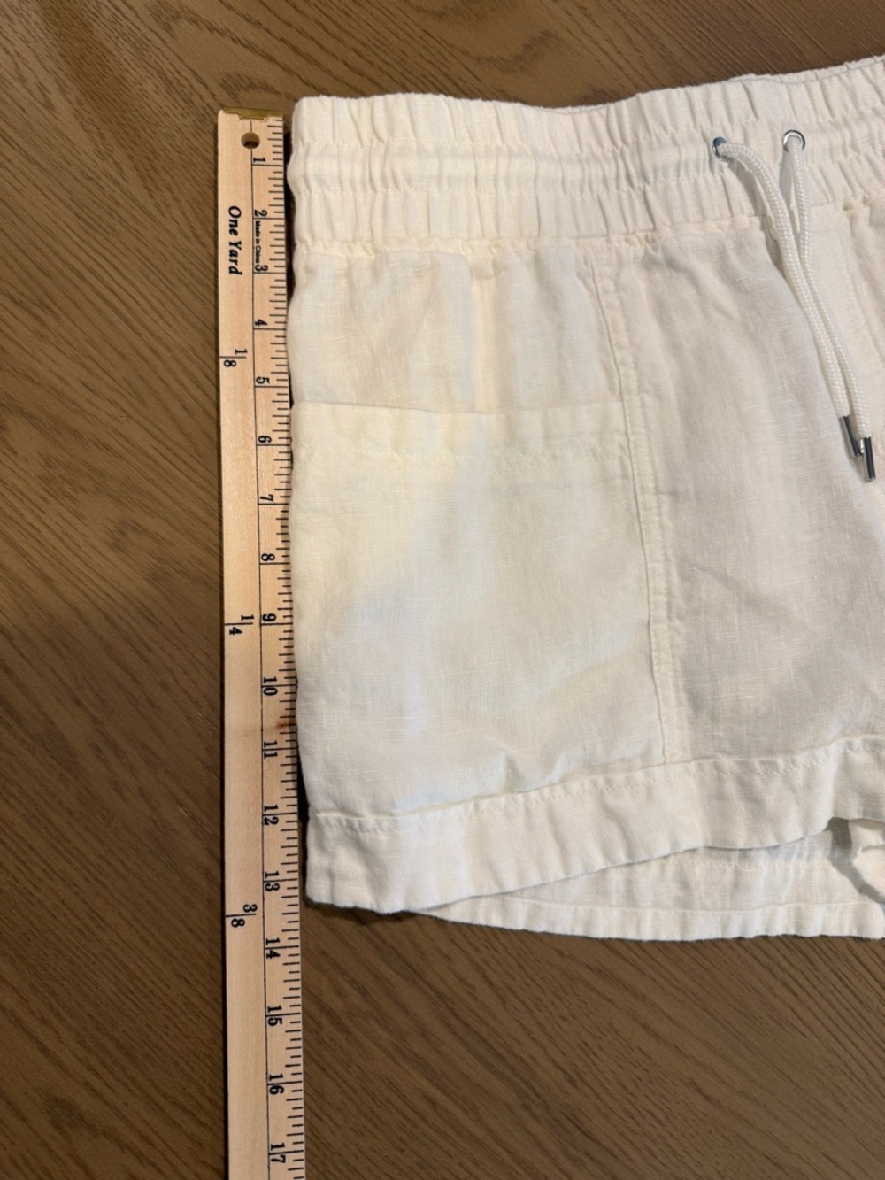 Athleta Cabo Linen 4” Shorts 10 Pull On Drawstring Summer Beach Resort Shorts‎ - Picture 12 of 14